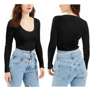 NEW Guess Charlie Ribbed Scoop Neck Top